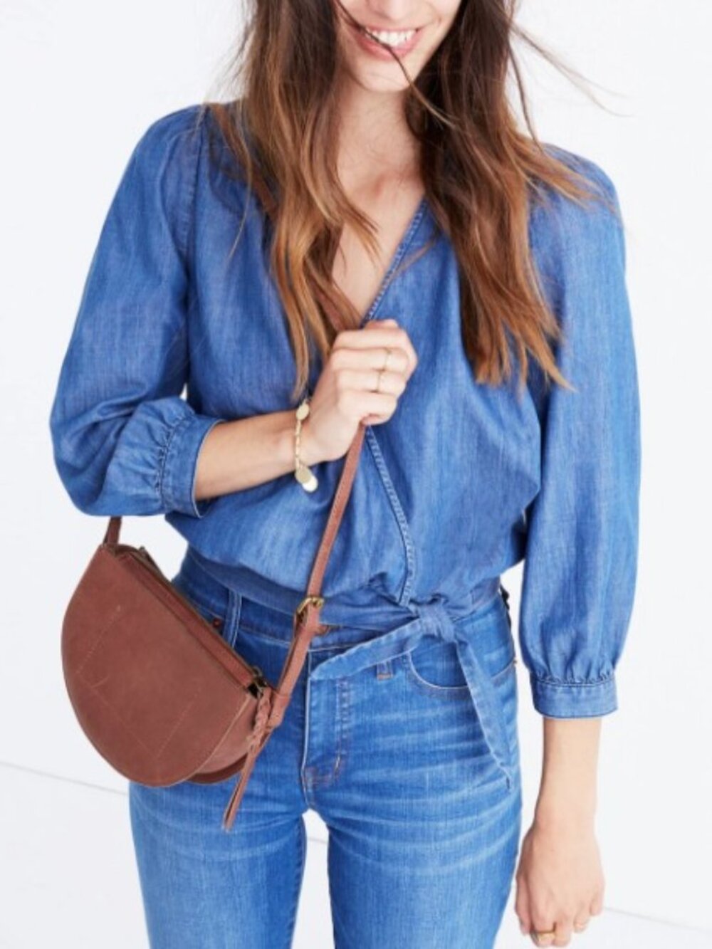 Madewell Denim Wrap Top - Picture 4 of 13